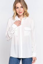 Woven In White Button Up Blouse