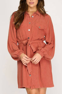 Fallin' For it Shirt Dress