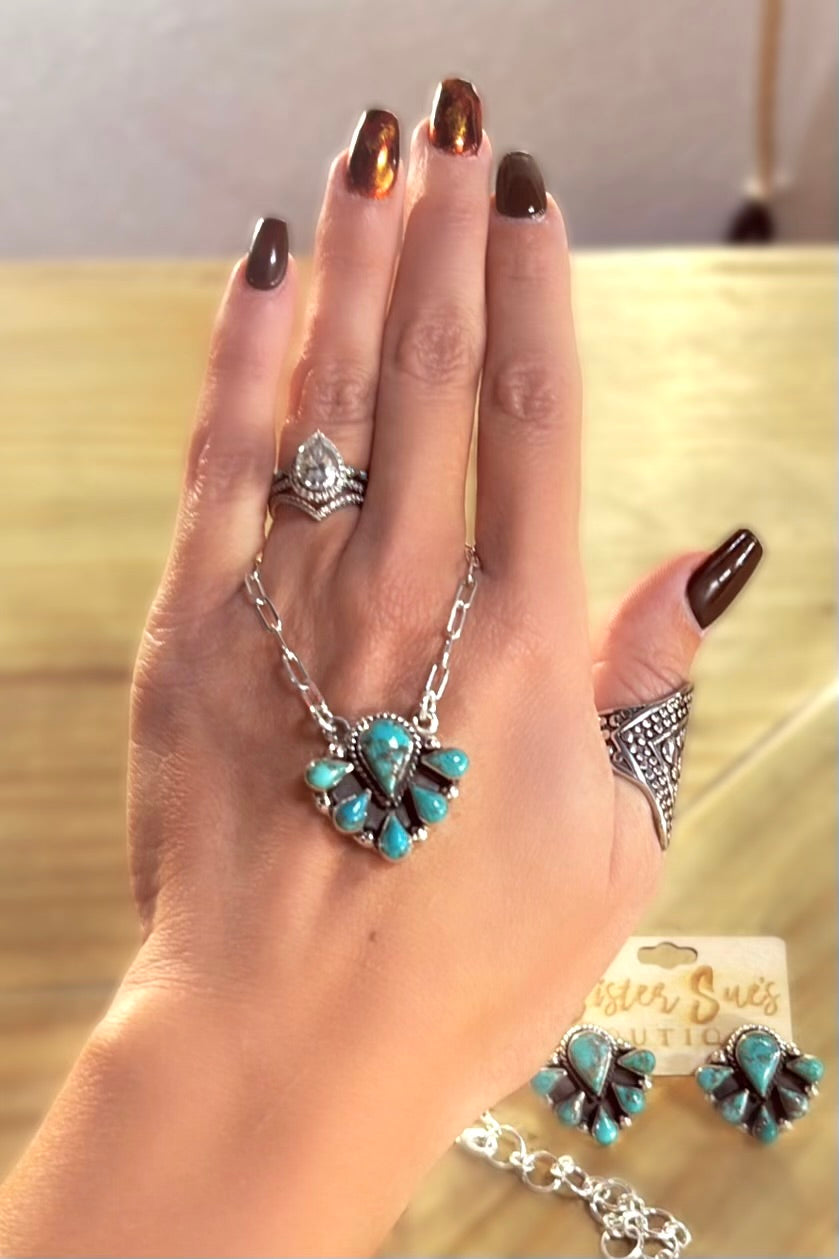 Turquoise Tears Cluster Necklace