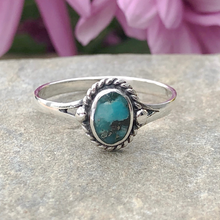 Detailed Oval Genuine Turquoise Ring