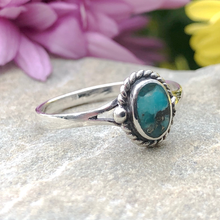 Detailed Oval Genuine Turquoise Ring