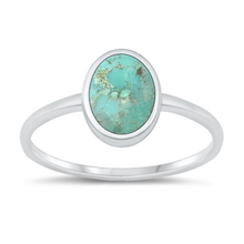 Dainty Oval Turquoise Rings