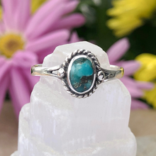 Detailed Oval Genuine Turquoise Ring