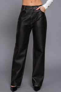 Washed Leather 5-Pocket Pants