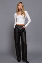 Washed Leather 5-Pocket Pants