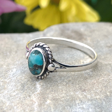 Detailed Oval Genuine Turquoise Ring