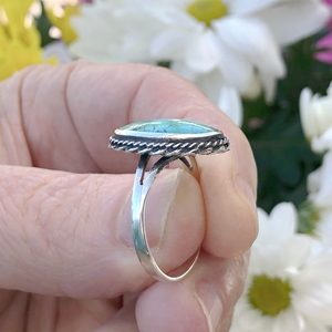 Large Oval Genuine Turquoise Ring