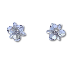 Sterling Silver Plumeria Stud/Post Earrings