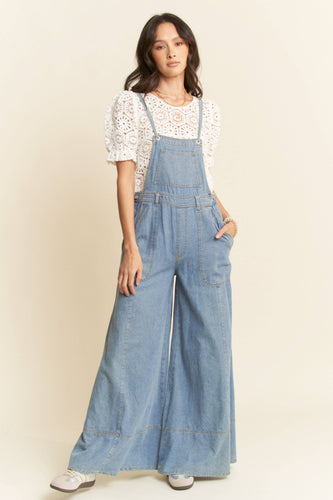 Peace, Love, Palazzo Denim Overalls