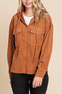 Lil Bit Hood Corded Shacket (2 Colors)
