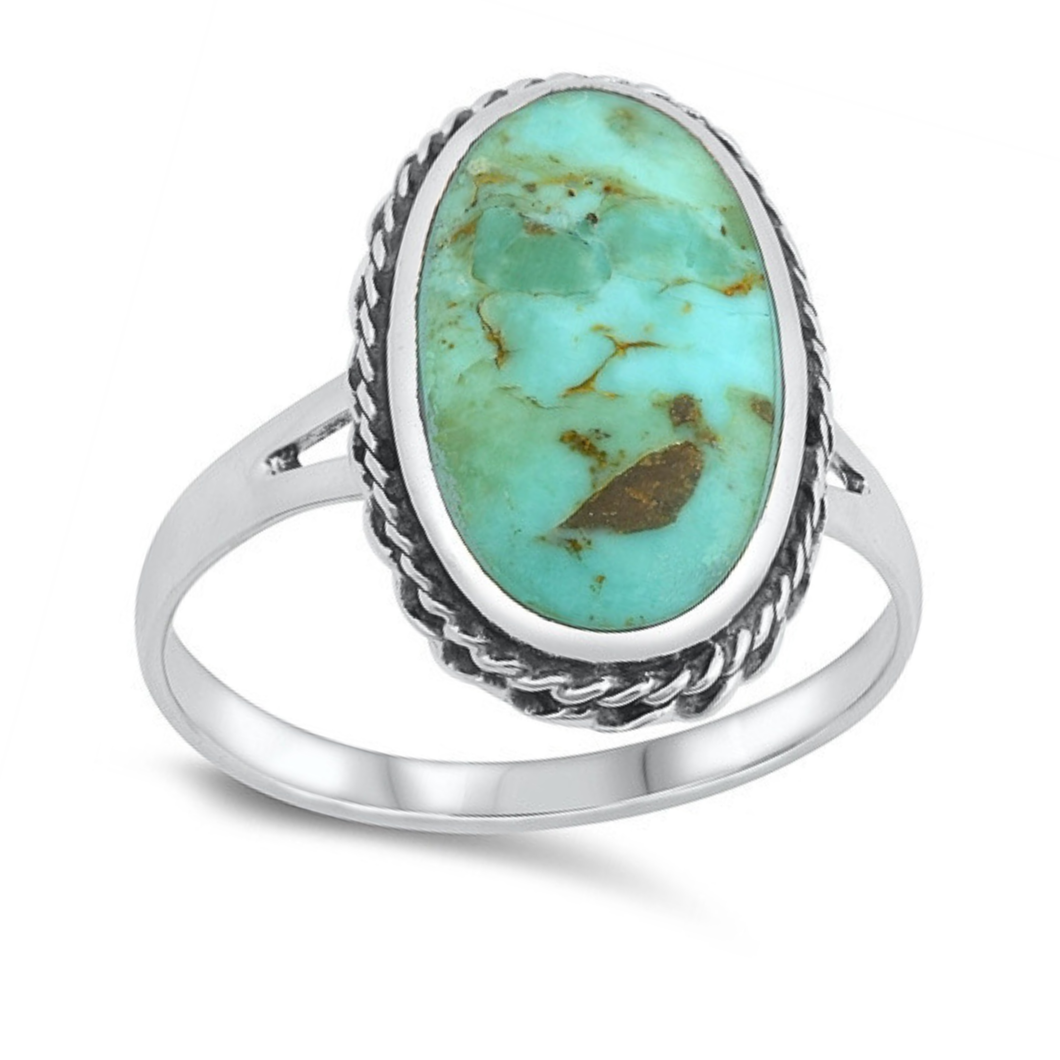 Large Oval Genuine Turquoise Ring