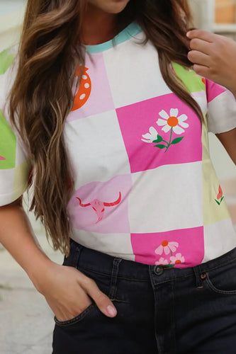 Cowgirl Checkers Tee - Purple
