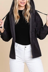 Lil Bit Hood Corded Shacket (2 Colors)