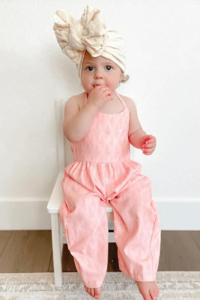 Lil Pink Sprigs Halter Jumpsuit