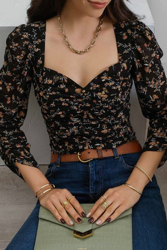 Fall Floral Sweetheart Top