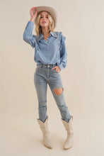 Denim N’ Pearls Blouse