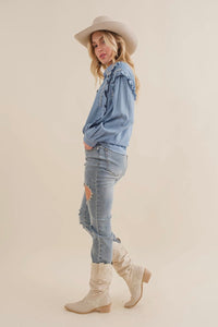 Denim N’ Pearls Blouse