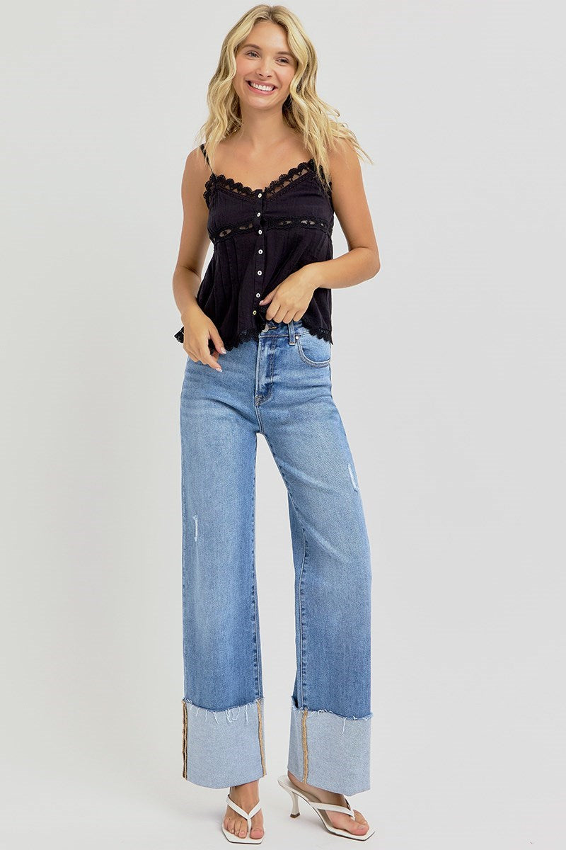 Wild One Cuffed Wide Leg Jeans