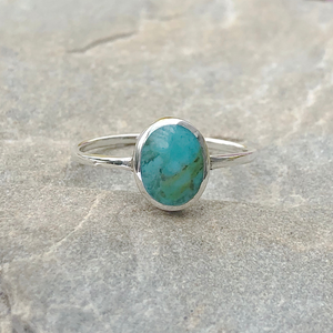 Dainty Oval Turquoise Rings