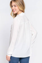 Woven In White Button Up Blouse