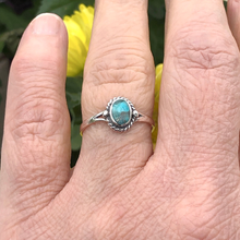 Detailed Oval Genuine Turquoise Ring