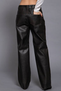Washed Leather 5-Pocket Pants