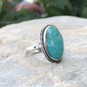 Large Oval Genuine Turquoise Ring